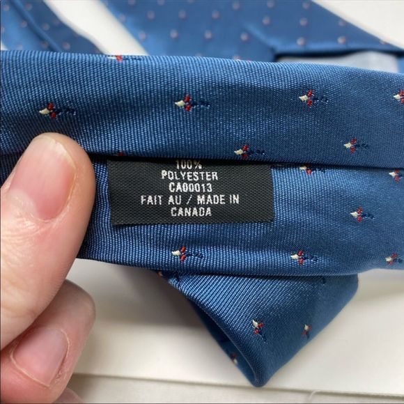 VINTAGE LEO CHEVALIER | Blue Polyester Tie - Picture 3 of 5